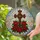 Wooden Cross Poinsettia Stained Glass Mosaic Tiffany Jewel Tone - Christmas Holiday Gift Stained Glass Suncatcher - 2
