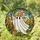 Friendly Cartoon Ghost Witch Hat Broom - Colorful Stained Glass Green Foliage Mosaic Art Stained Glass Suncatcher - 1