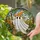 Friendly Cartoon Ghost Witch Hat Broom - Colorful Stained Glass Green Foliage Mosaic Art Stained Glass Suncatcher - 2