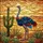 Majestic Ostrich Stained Glass Desert Landscape Saguaro Cactus Succulents Sand Dunes Stained Glass Suncatcher - 5