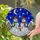 Family Snowmen Winter Night Sky Stained Glass - Snowy Cottages Holiday Home Decor Stained Glass Suncatcher - 2