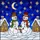 Family Snowmen Winter Night Sky Stained Glass - Snowy Cottages Holiday Home Decor Stained Glass Suncatcher - 5