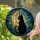 Black Cat Glowing Amber Eyes Crescent Moon Cosmic Night Sky Stained Glass Art Stained Glass Suncatcher - 2
