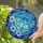Highly Detailed Blue Aqua Stained Glass Crescent Moon Dragonfly Celestial Flowers Tiffany Stained Glass Suncatcher - 2