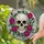 Intricate Skull & Magenta Roses Stained Glass Mosaic - Tiffany Style Jewel Tone Art Stained Glass Suncatcher - 2