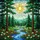 Winding River Forest Wildflowers Daisies Pine Trees Mountain Sun Landscape Gift Stained Glass Suncatcher - 5
