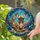 Brindle French Bulldog Puppy Crescent Moon Cosmic Nebula 'Luna' Text Tiffany Glass Jewel Art Stained Glass Suncatcher - 2