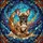 Brindle French Bulldog Puppy Crescent Moon Cosmic Nebula 'Luna' Text Tiffany Glass Jewel Art Stained Glass Suncatcher - 5