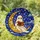 Ghost Reading Book Crescent Moon Night Sky Stained Glass Glowing Translucent Jewel Tones Stained Glass Suncatcher - 1