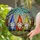 Blue Red Yellow Garden Gnomes Stained Glass Window Mosaic - Tiffany Jewel Tone Forest Art Stained Glass Suncatcher - 2