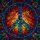 Segmented Peace Sign Stained Glass Mosaic Art - Tiffany Style Jewel Tone Fractured Glass Stained Glass Suncatcher - 5