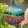 Lupine Wildflower Meadow Stained Glass Evergreen Mountain Sun Mosaic Window Art Stained Glass Suncatcher - 2