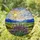 Lavender Flowers Hills Mountains Sky Sun Landscape - Glowing Tiffany Glass Jewel Tones Stained Glass Suncatcher - 1