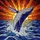 Humpback Whale Breaching Tiffany Glass Sunset Ocean Waters Intricate Jewel Tone Scene Stained Glass Suncatcher - 5