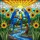 Blue Yellow Macaw Bird Sunflowers River Stained Glass Art - Tiffany Jewel Tone Nature Decor Stained Glass Suncatcher - 5