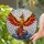 Majestic Phoenix Stained Glass Jewel Tones Swirling Waves - Rebirth & Renewal Art Stained Glass Suncatcher - 1