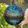 Mountain Lake Aurora Borealis Celestial Night Sky Pine Forest Peaks Glowing Art Stained Glass Suncatcher - 2