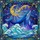 Blue Whale Ocean Waves Crescent Moon Stars Cosmic Night Sky Filigree Border - Home Decor Stained Glass Suncatcher - 5