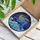 Blue Whale Ocean Waves Crescent Moon Stars Cosmic Night Sky Filigree Border - Home Decor Stained Glass Suncatcher - 3