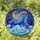 Blue Whale Ocean Waves Crescent Moon Stars Cosmic Night Sky Filigree Border - Home Decor Stained Glass Suncatcher - 1