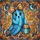 Blue Patchwork Ghost Floral Bow Pumpkin Trick-or-Treat Autumn Celestial Halloween Stained Glass Suncatcher - 5