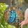 Blue Patchwork Ghost Floral Bow Pumpkin Trick-or-Treat Autumn Celestial Halloween Stained Glass Suncatcher - 2
