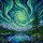 Majestic Swirling Aurora Borealis Mountain Lake - Stained Glass Pine Tree Tiffany Art Stained Glass Suncatcher - 5