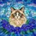 Fluffy Ragdoll Cat Tiffany Stained Glass - Blue Butterflies & Purple Flowers Gift Stained Glass Suncatcher - 5