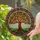 Intricate Tree of Life Stained Glass Mosaic - Multi-Colored Leaves & Purple Border Stained Glass Suncatcher - 2