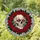 Cracked Human Skull with Fiery Eyes & Red Roses, Tiffany Style Fractured Glass Mosaic Stained Glass Suncatcher - 1