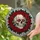 Cracked Human Skull with Fiery Eyes & Red Roses, Tiffany Style Fractured Glass Mosaic Stained Glass Suncatcher - 2