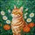 Orange White Tabby Cat Stained Glass - Daisy Marigold Jewel Tone Garden Gift for Cat Lover Stained Glass Suncatcher - 5