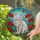 Fluffy White Cat Blue Eyes Stained Glass Red Poppy Garden Art - Cat Lover Home Decor Gift Stained Glass Suncatcher - 2