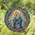 Virgin Mary Prayer Stained Glass with Halo - Celestial Mosaic Jewel Tone Religious Decor Stained Glass Suncatcher - 1