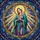 Virgin Mary Prayer Stained Glass with Halo - Celestial Mosaic Jewel Tone Religious Decor Stained Glass Suncatcher - 5