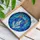 Blue White Cat Head Tiffany Glass Suncatcher, Blue Butterflies & Flowers Mosaic Home Decor Stained Glass Suncatcher - 3