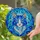 Blue White Cat Head Tiffany Glass Suncatcher, Blue Butterflies & Flowers Mosaic Home Decor Stained Glass Suncatcher - 2