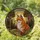 Tiffany Style Fox Stained Glass Forest Pine Trees Wild Grass Golden Crescent Sun Mosaic Stained Glass Suncatcher - 1