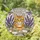 Orange Tabby Cat Bella Banner Lavender Daisy Butterfly Tiffany Glass Style Stained Glass Suncatcher - 1