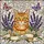 Orange Tabby Cat Bella Banner Lavender Daisy Butterfly Tiffany Glass Style Stained Glass Suncatcher - 5