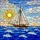 Brown Hull Sailboat White Sails Ocean Waves Sun Tiffany Style Stained Glass Artwork Stained Glass Suncatcher - 5