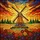 Dutch Windmill Stained Glass Sunset - Tiffany Style Landscape Flower Field Window Art Stained Glass Suncatcher - 5