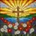 Rustic Cross Flower Field Stained Glass Sunburst Daisies Lavender - Window Art Stained Glass Suncatcher - 5