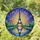 Eiffel Tower Reflection Cityscape Stained Glass Tiffany Style Jewel Tones Sunburst Sky Stained Glass Suncatcher - 1