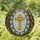Stained Glass Cross Mosaic Art with Geometric Patterns, Leaf Wreath & Egg Shape Stained Glass Suncatcher - 1