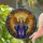 Angel Stained Glass Mosaic - Tiffany Style Sunburst Halo, Blue Purple Robes, Golden Cross Stained Glass Suncatcher - 1