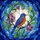 Jewel Tone Blue Orange Songbird & Opalescent Full Moon - Intricate Tiffany Stained Glass Art Stained Glass Suncatcher - 5