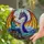 Young Woman & Dragon Teacup Fantasy Art - Detailed Tiffany Glass Mosaic Jewel Tone Decor Stained Glass Suncatcher - 2