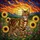 Bengal Cat Golden Sunflowers Mountain Sunset - Wildflower Landscape Cat Lover Home Decor Stained Glass Suncatcher - 5