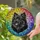 Black Fluffy Spitz Dog Stained Glass Mosaic Art - Happy Smiling Pet Lover Gift for Dog Owners Stained Glass Suncatcher - 2